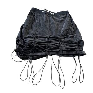 Another Place Womens Black Bungee Cord Mini Skirt Pull On Size Small Street Wear